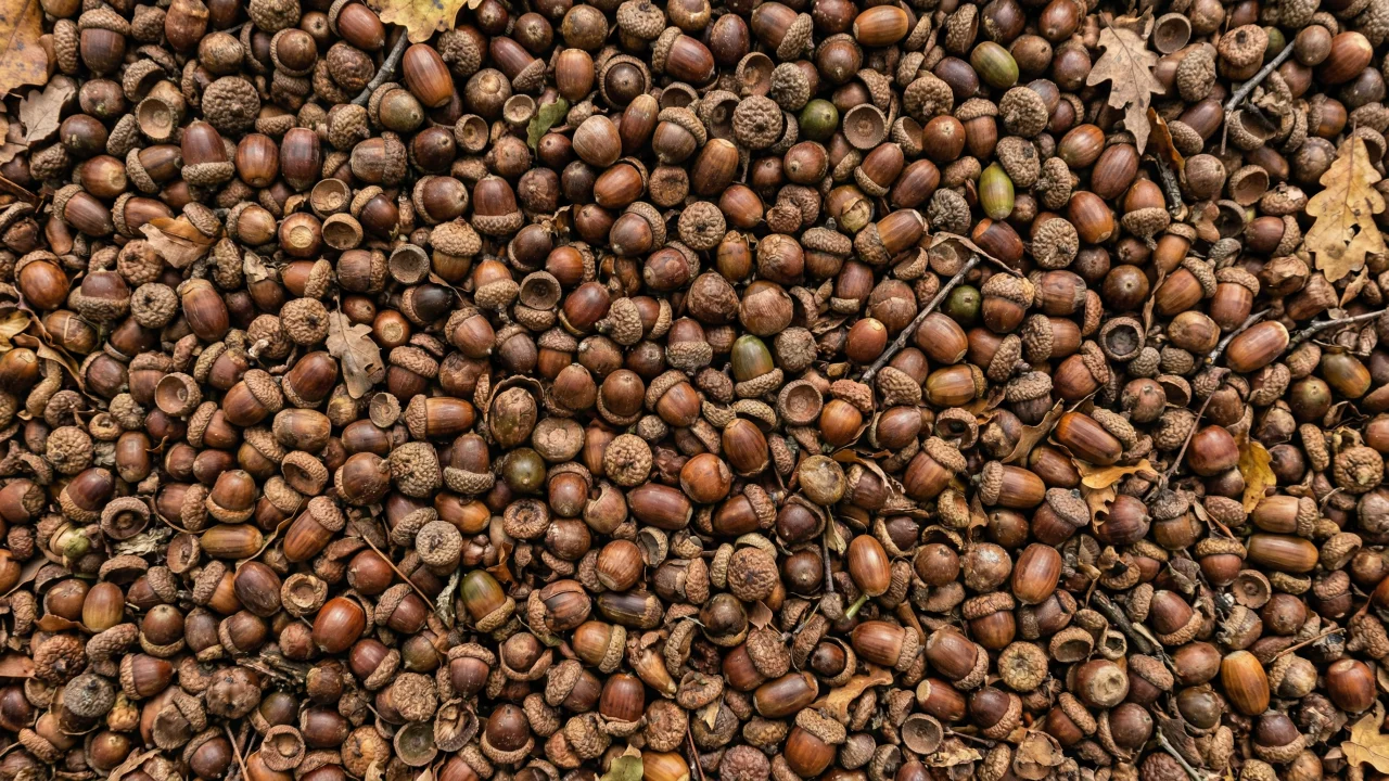 どんぐりが敷き詰められたテクスチャ デスクトップPC壁紙、背景画像