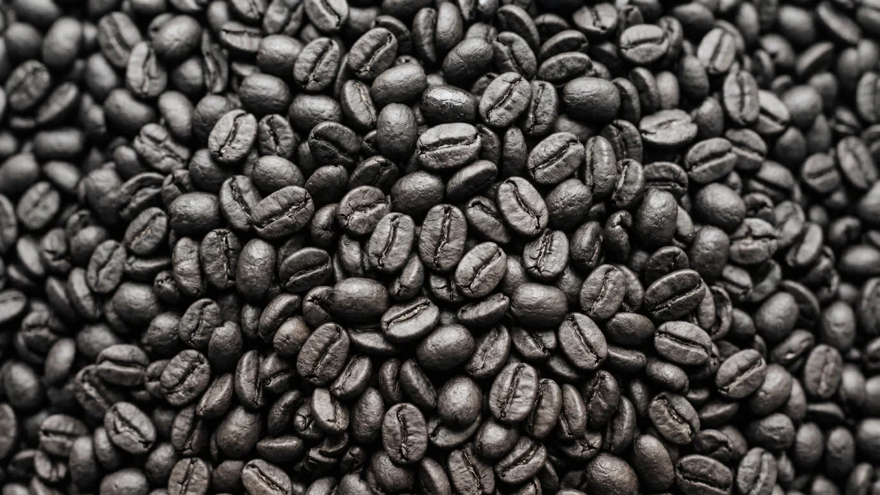 コーヒー豆が敷き詰められたテクスチャ（モノトーン） デスクトップPC壁紙、背景画像
