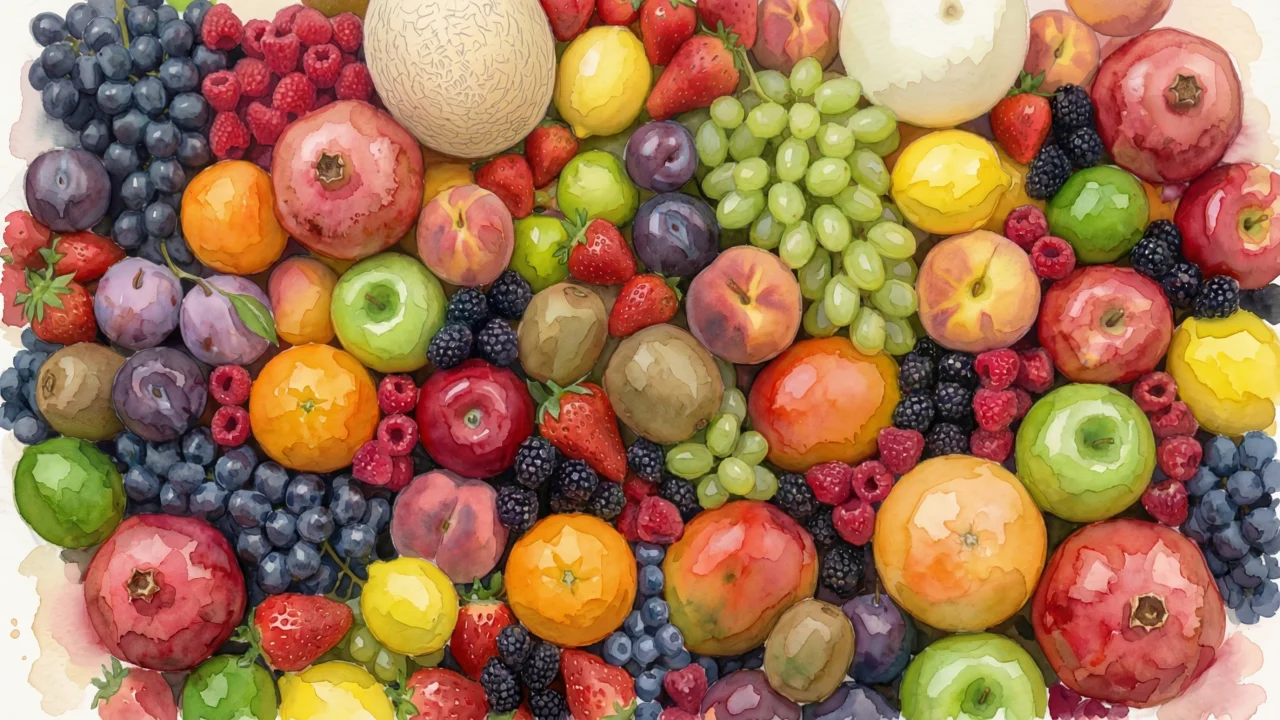 カラフルなフルーツの水彩画イラスト 2 デスクトップPC壁紙、背景画像