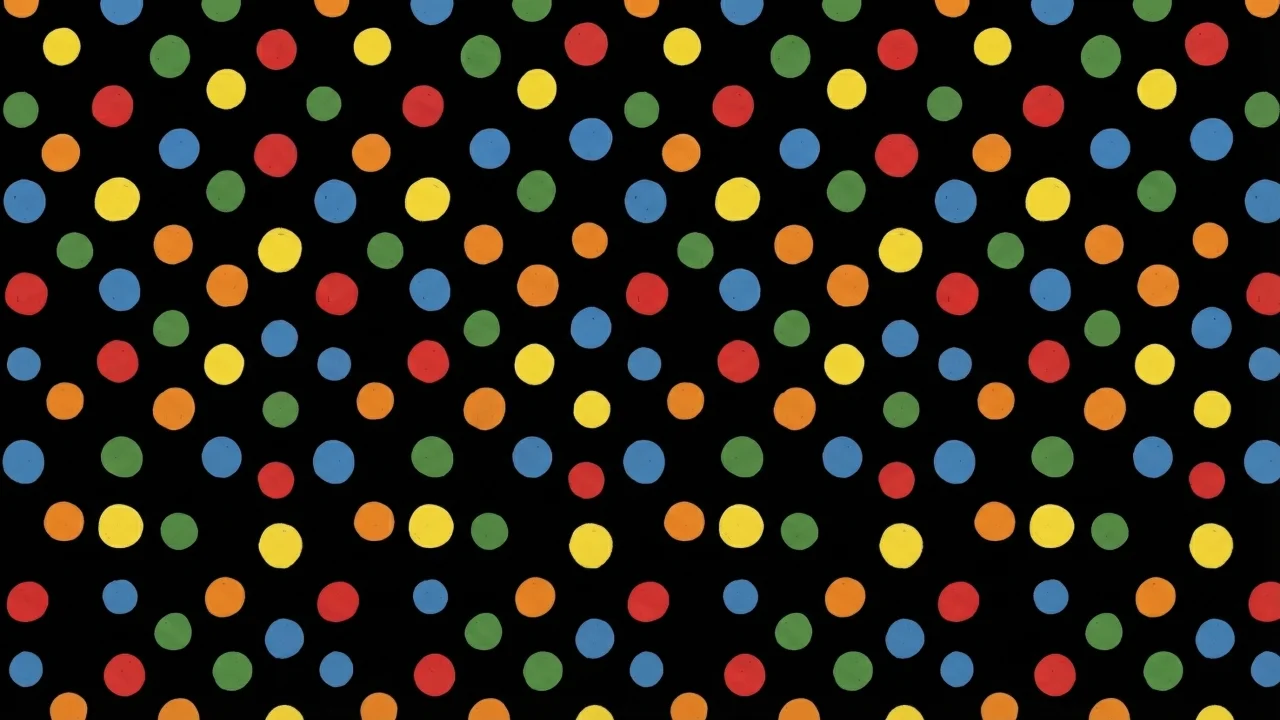 カラフル水玉模様（黒背景） デスクトップPC壁紙、背景画像
