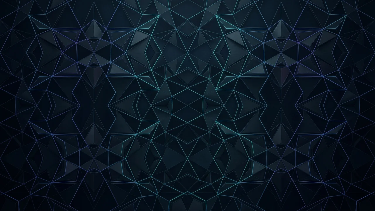 幾何学模様（ネオンライン、キューブ構造、上下ボーダー） デスクトップPC壁紙、背景画像