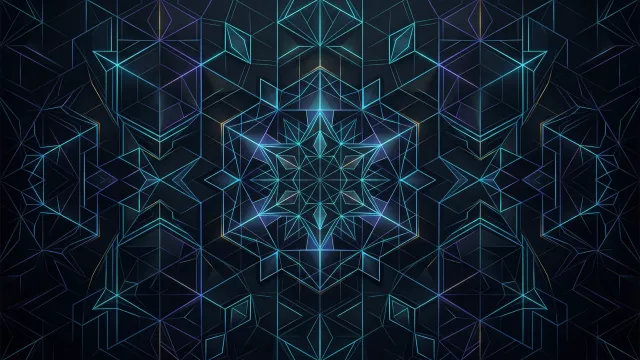 幾何学模様（ネオンライン、キューブ構造、星形シンメトリー）