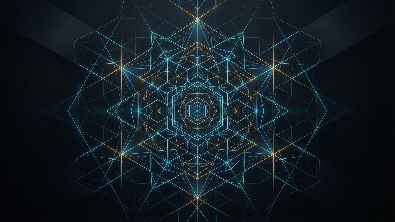幾何学模様（ネオンライン、キューブ構造、低発光ライン） デスクトップPC壁紙、背景画像
