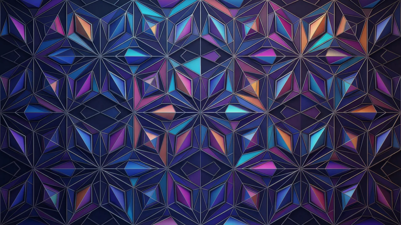 幾何学模様（カラフル、モザイクデザイン） デスクトップPC壁紙、背景画像