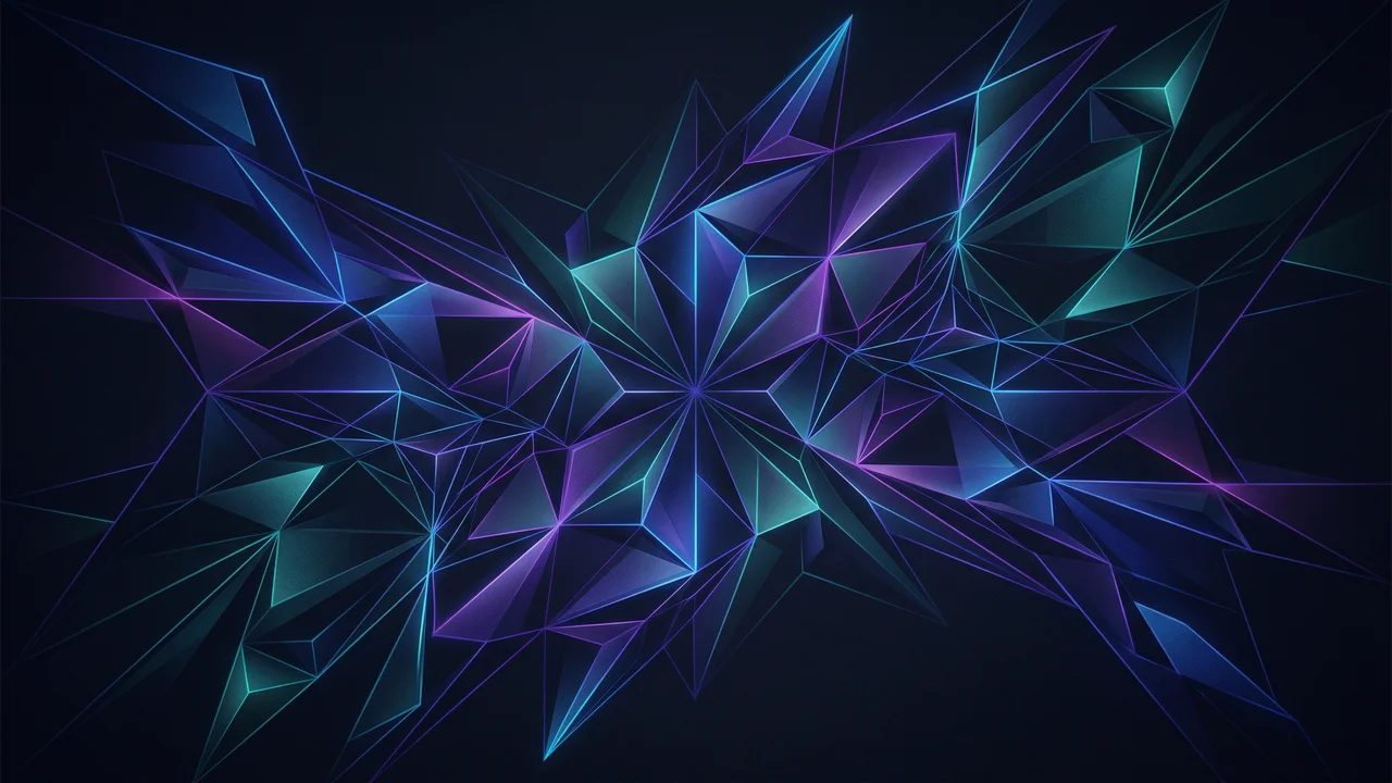 幾何学模様（ネオン、立体ポリゴン） デスクトップPC壁紙、背景画像