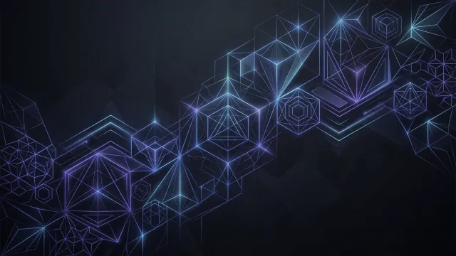 幾何学模様（ネオンライン、キューブ構造）