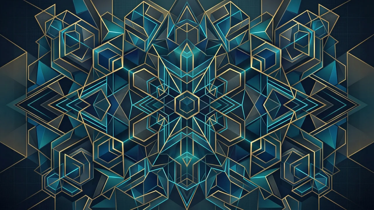 幾何学模様（ネオンライン、キューブ構造） デスクトップPC壁紙、背景画像