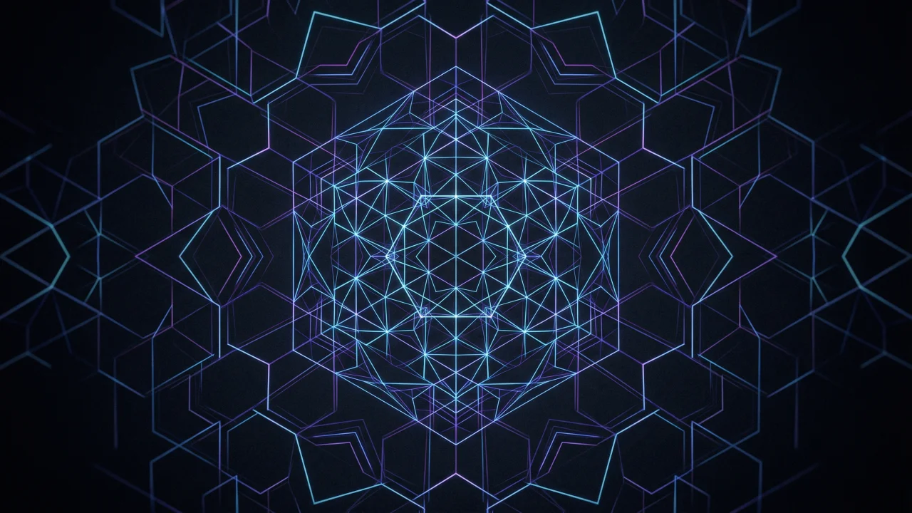 幾何学模様（ネオンライン、シンメトリー構造） デスクトップPC壁紙、背景画像