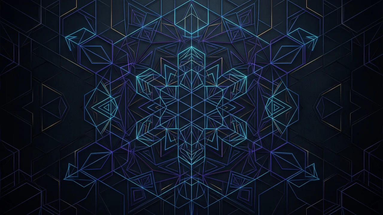 幾何学模様（ネオン、スターシンメトリー） デスクトップPC壁紙、背景画像