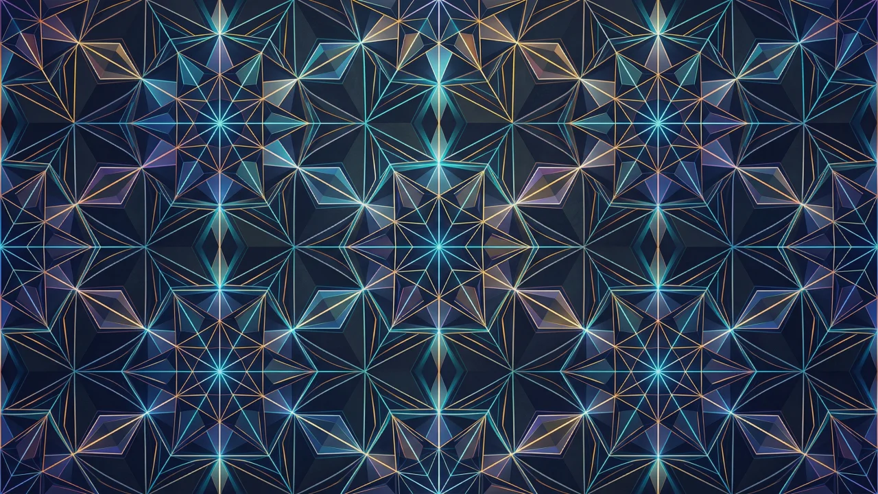 幾何学模様（ネオン、スターシンメトリー） デスクトップPC壁紙、背景画像