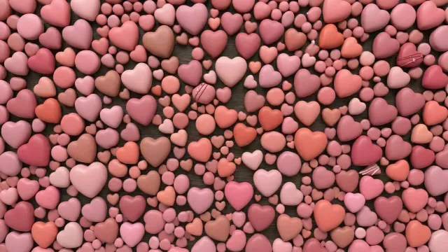 ハート型チョコレート テクスチャ（ピンクコーティング）