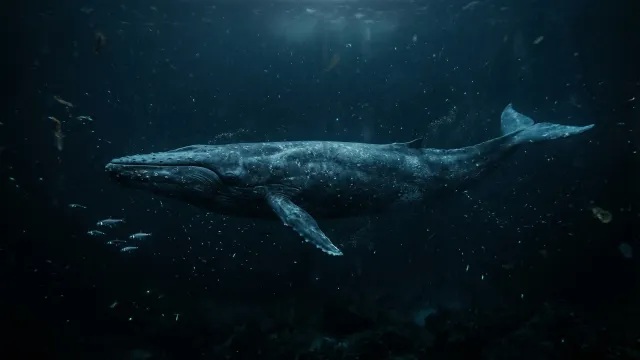 深海のザトウクジラ（横向き全身） 2