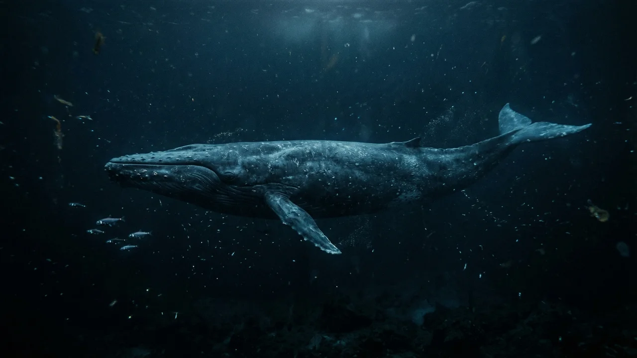 深海のザトウクジラ（横向き全身） 2 デスクトップPC壁紙、背景画像