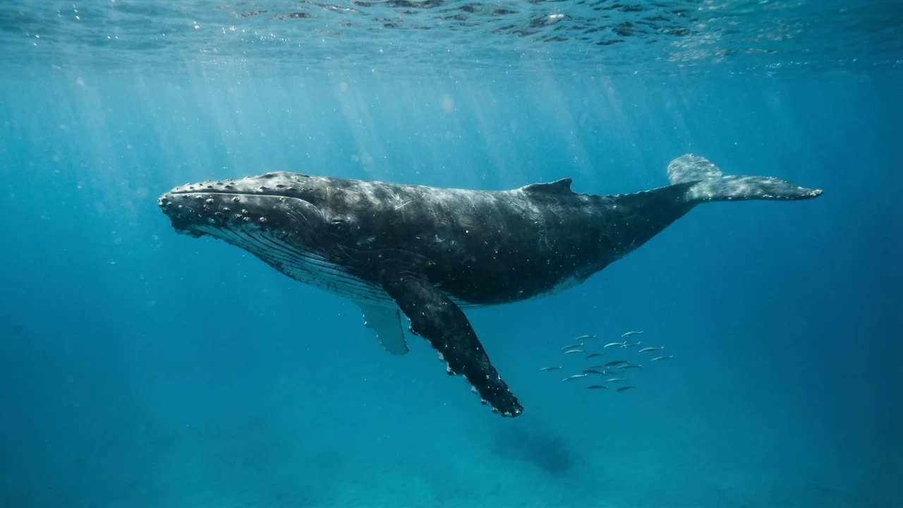 海中のザトウクジラ デスクトップPC壁紙、背景画像
