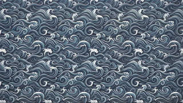 和風波模様イラストパターン（インディゴグレー）