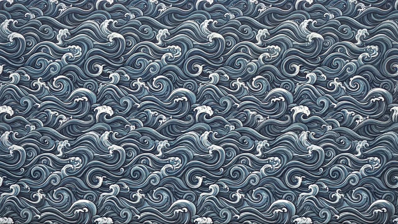 和風波模様イラストパターン（インディゴグレー） デスクトップPC壁紙、背景画像