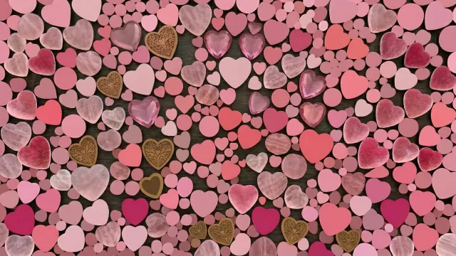 素材違いのハートが散りばめられたパターン
