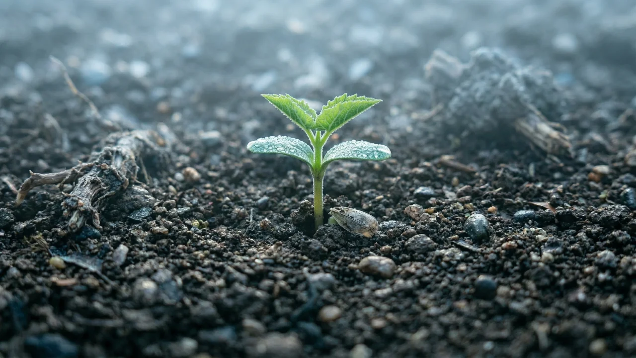 雨粒をまとった新芽 クローズアップ デスクトップPC壁紙、背景画像