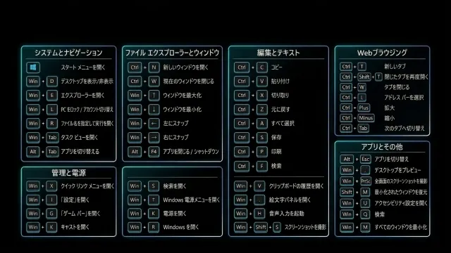 Windowsキーボードショートカット チートシート（日本語）