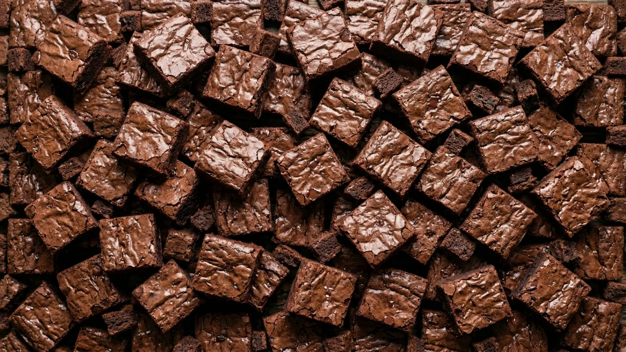 チョコレートブラウニー トップダウン（大量盛り） 2 デスクトップPC壁紙、背景画像